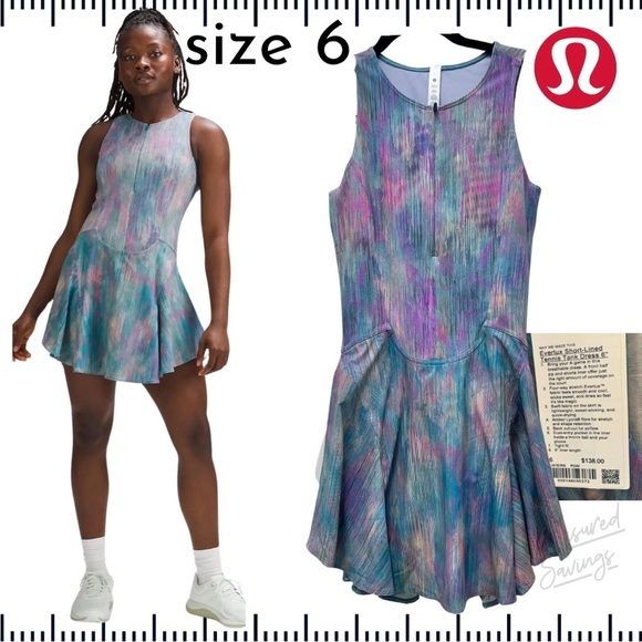 Lululemon [NWT - Size 6] Everlux Tennis Dress 6" with shorties in Pixel Multi - Picture 1 of 9
